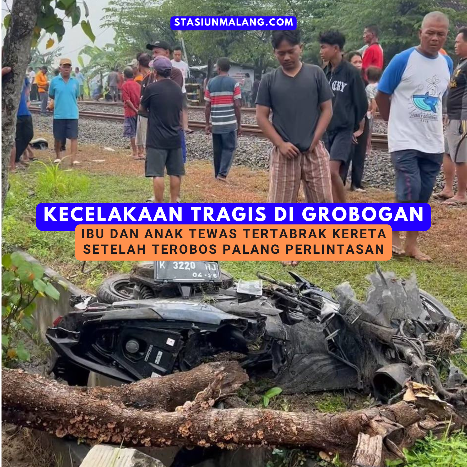 ibu dan anak tewas tertabrak kereta setelah terobos palang perlintasan