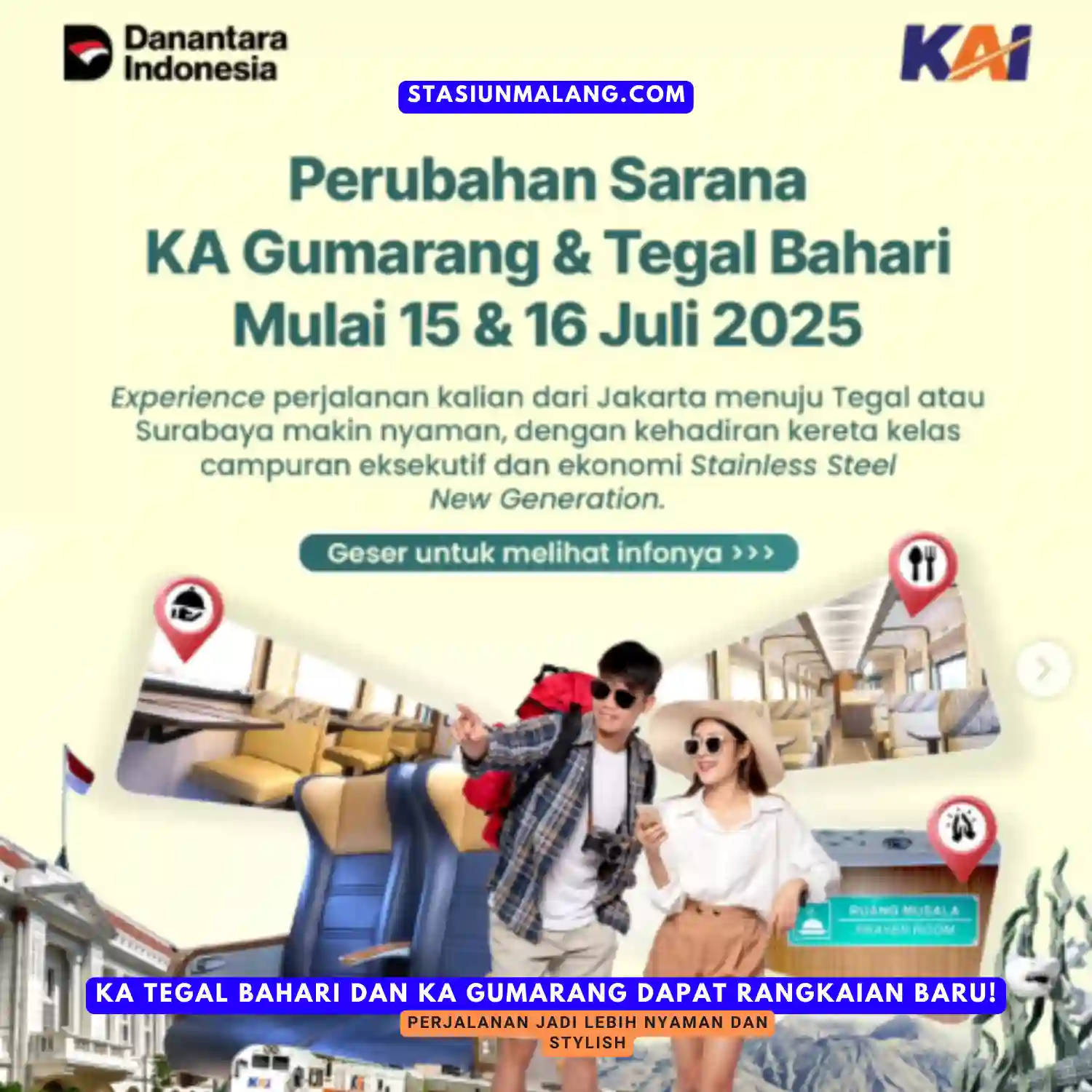 KA Tegal Bahari dan KA Gumarang Dapat Rangkaian Baru