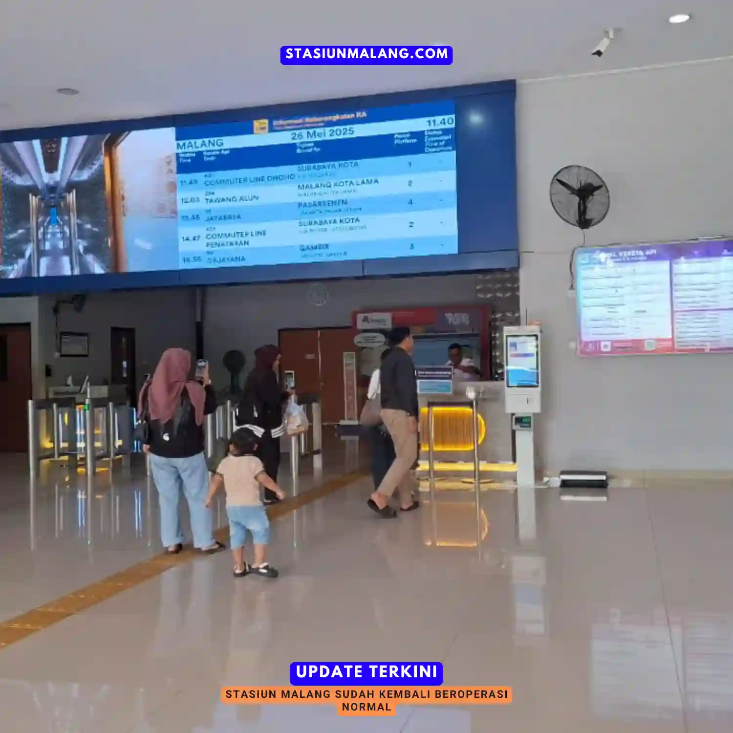 Stasiun Malang Sudah Kembali Beroperasi Normal